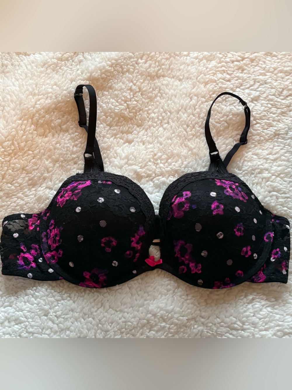 La Senza Black Floral Lace Push-Up Bra | 38B